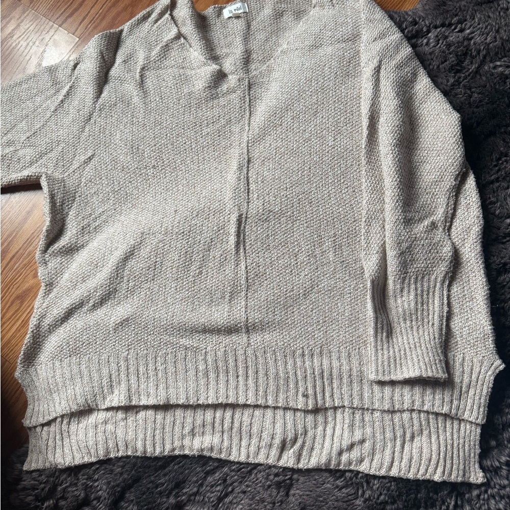 LA MIEL Textured Beige Knit Top